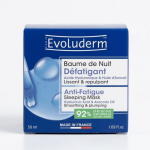 EVOLUDERM - Baume de Nuit Défatigant Antioxydant & Repulpant - 50 ml - 92% d'Origine Naturelle - Végan - Fabrication Française